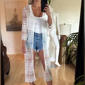 H&M x Coachella White Lace Long Kimono Duster Coat